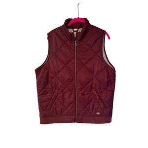 Dickies Puffer Vest Jacket Full Zip Sleeveless Vest Burgundy Size Large Women’s